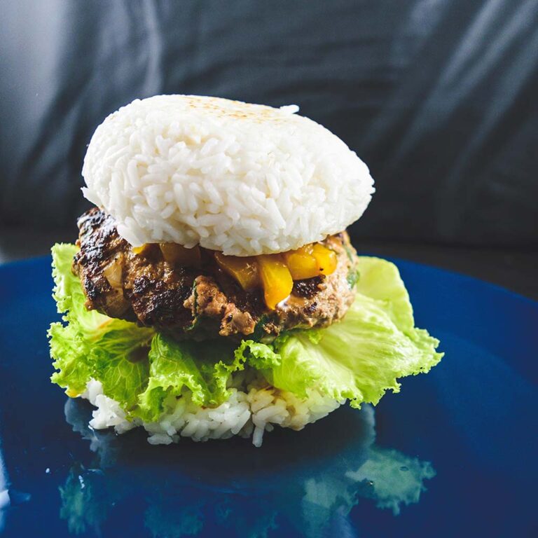 Karibischer Reisburger mit Chutney von Hauptsacheesschmeckt